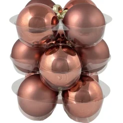 Riffelmacher Glas Weihnachtskugeln im Koffer 26258 | 24 Stück | Ø 6 cm - Karamellbraun