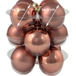 Riffelmacher Glas Weihnachtskugeln im Koffer 26258 | 24 Stück | Ø 6 cm - Karamellbraun