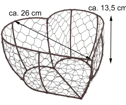 Riffelmacher Herz Metallkorb 08212 | 26 x 13 cm - Drahtkorb