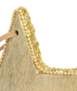 Riffelmacher Hänge Deko Holz Stern mit Pailletten 70603 - Natur Gold 13 cm