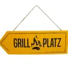 Riffelmacher Holz Dekoschild "Grillplatz" - Gelb | 08528 - Gartendekoration