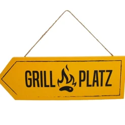 Riffelmacher Holz Dekoschild "Grillplatz" - Gelb | 08528 - Gartendekoration