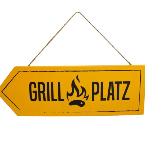 Riffelmacher Holz Dekoschild "Grillplatz" - Gelb | 08528 - Gartendekoration