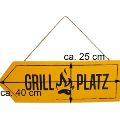 Riffelmacher Holz Dekoschild "Grillplatz" - Gelb | 08528 - Gartendekoration