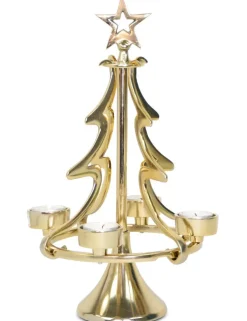 Riffelmacher Kerzenständer Weihnachtsbaum - Gold 22 x 37 cm | 24168 - Adventsdekoration