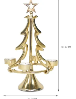Riffelmacher Kerzenständer Weihnachtsbaum - Gold 22 x 37 cm | 24168 - Adventsdekoration
