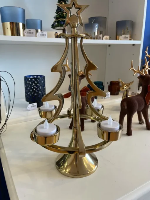 Riffelmacher Kerzenständer Weihnachtsbaum - Gold 22 x 37 cm | 24168 - Adventsdekoration