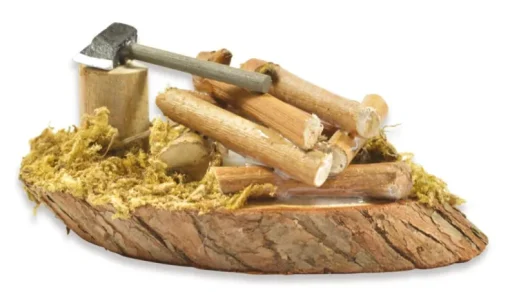 Riffelmacher Lagerfeuer mit Axt und LED-Beleuchtung Ø 11 cm- 78334 | Natur