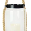 Riffelmacher LED Glaslaterne mit Kordel und Holzsockel 20914 - 18x40 cm