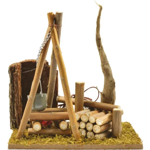 Riffelmacher LED Lagerfeuer mit Baum und Kochstelle Ø 12 cm - 78290 | Natur