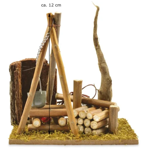 Riffelmacher LED Lagerfeuer mit Baum und Kochstelle Ø 12 cm - 78290 | Natur