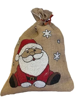 Riffelmacher Nikolaus Jutesack 48 x 36 cm "Süßer Santa" | Natur Rot