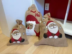 Riffelmacher Nikolaus Jutesack 48 x 36 cm "Süßer Santa" | Natur Rot