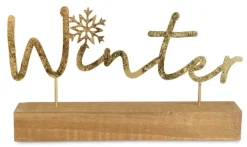 Riffelmacher Schriftzug auf Holzsockel "Winter" 29 x 17 cm 18822 - Gold