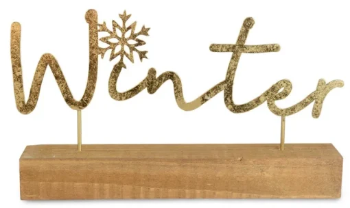 Riffelmacher Schriftzug auf Holzsockel "Winter" 29 x 17 cm 18822 - Gold