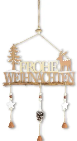 Riffelmacher Schriftzug "Frohe Weihnachten" 17156 - zum Hängen - Natur 29x40cm