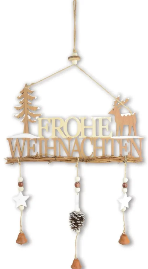 Riffelmacher Schriftzug "Frohe Weihnachten" 17156 - zum Hängen - Natur 29x40cm