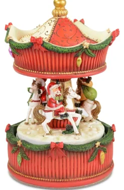 Riffelmacher Spieluhr Karussell mit Weihnachtsmann und Pferden 17 x 11 cm 70895 - Weihnachtsdekorati