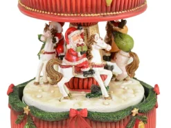 Riffelmacher Spieluhr Karussell mit Weihnachtsmann und Pferden 17 x 11 cm 70895 - Weihnachtsdekorati