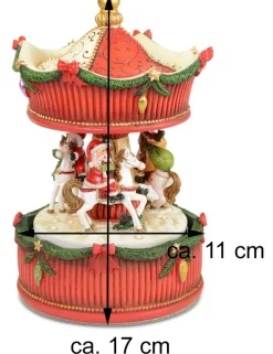 Riffelmacher Spieluhr Karussell mit Weihnachtsmann und Pferden 17 x 11 cm 70895 - Weihnachtsdekorati