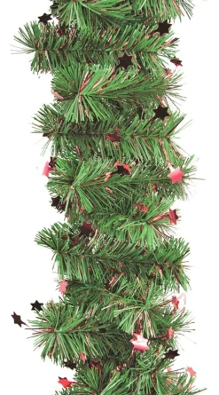 Riffelmacher Tannengirlande mit Sternen 270cm 37904 - Grün Rot