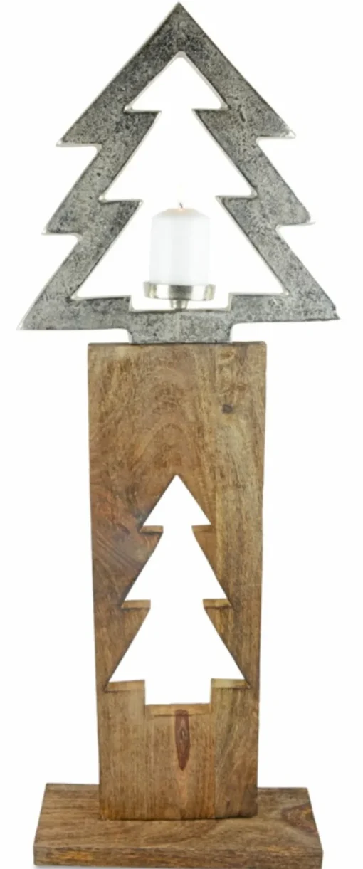 Riffelmacher XL Baumsäule mit Baum-Kerzenhalter 70733 - Natur Silber 100x37cm