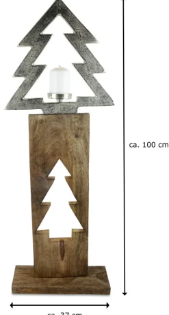 Riffelmacher XL Baumsäule mit Baum-Kerzenhalter 70733 - Natur Silber 100x37cm