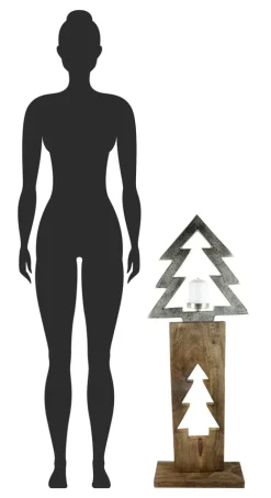 Riffelmacher XL Baumsäule mit Baum-Kerzenhalter 70733 - Natur Silber 100x37cm