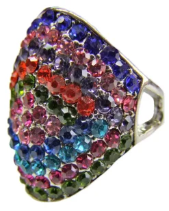 Ring Colorful mit Strasssteinen - Stripes