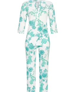 RINGELLA 3/4 Arm Schlafanzug "Flower Dream" mit 7/8 Hose 4271202 | Perlweiß Türkis