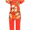 RINGELLA Damen Kurzarm Pyjama "Farbfeuerwerk" 4271204 | Koralle