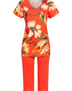 RINGELLA Damen Kurzarm Pyjama "Farbfeuerwerk" 4271204 | Koralle