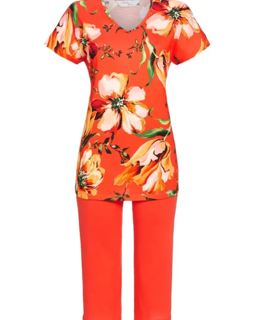 RINGELLA Damen Kurzarm Pyjama "Farbfeuerwerk" 4271204 | Koralle