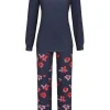 RINGELLA Damen Langarm Pyjama "Winter Flowers" 2511232 | deep blue