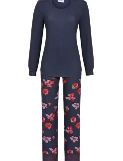 RINGELLA Damen Langarm Pyjama "Winter Flowers" 2511232 | deep blue