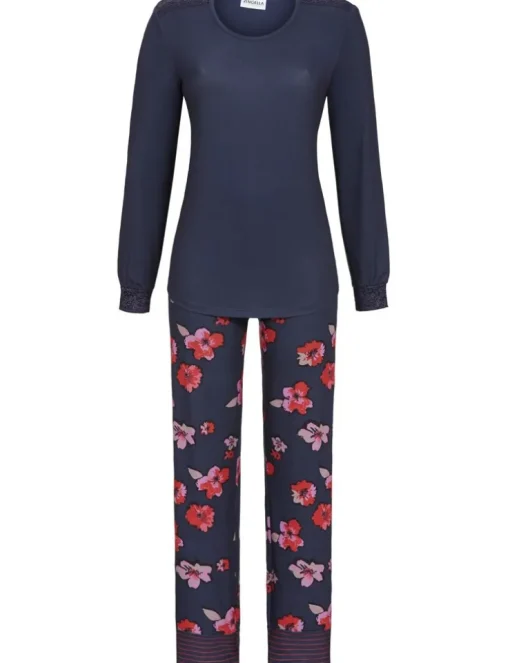 RINGELLA Damen Langarm Pyjama "Winter Flowers" 2511232 | deep blue