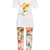 RINGELLA Damen Pyjama mit 7/8 Hose "Tropical" 3271208 | Weiß Bunt