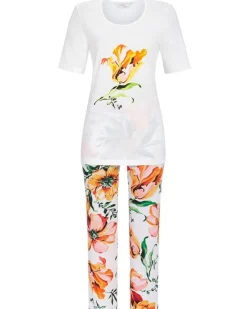 RINGELLA Damen Pyjama mit 7/8 Hose "Tropical" 3271208 | Weiß Bunt
