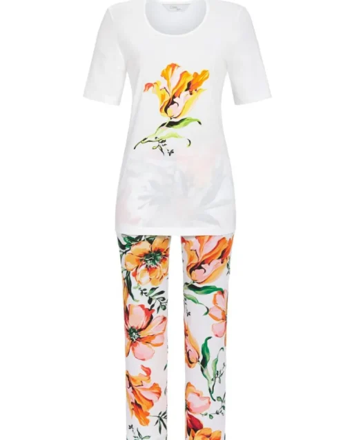 RINGELLA Damen Pyjama mit 7/8 Hose "Tropical" 3271208 | Weiß Bunt