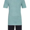 RINGELLA Herren Kurzarm Pyjama "Necktie" mit Bermuda Hose 4241306 | Mykonos Blau