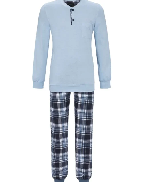 RINGELLA Herren Langarm Pyjama mit Strickbündchen 4541216 | Blau