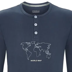 RINGELLA Herren Langarm Pyjama "World Map" 2541201 | Dark Petrol