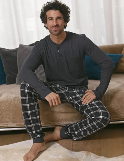 RINGELLA Herren Langarm Pyjama "Winter Colours" 2541223 | Asphalt Grau