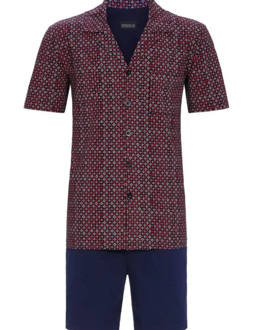 RINGELLA Herren Pyjama Shorty "Navy Circles" 2241311 | Navy / Rot