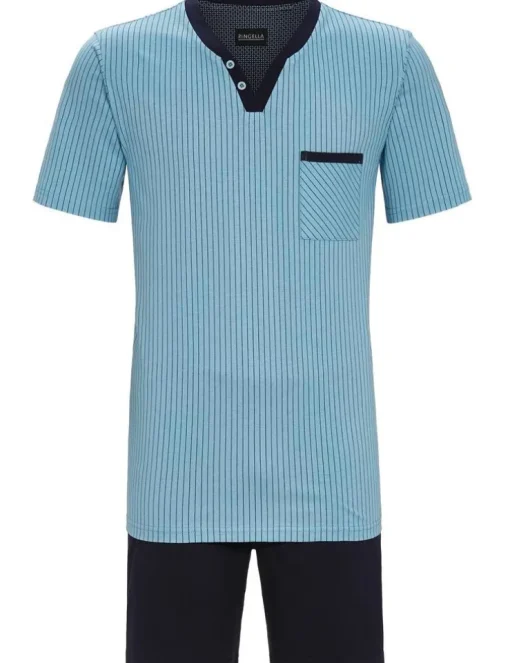 RINGELLA Herren Pyjama Shorty mit Nadelstreifen 2241301 | Marine