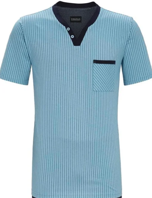 RINGELLA Herren Pyjama Shorty mit Nadelstreifen 2241301 | Marine