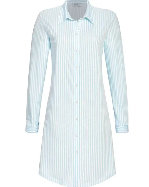 RINGELLA Langarm Nachthemd mit Knopfleiste 4211037 | Light Blue