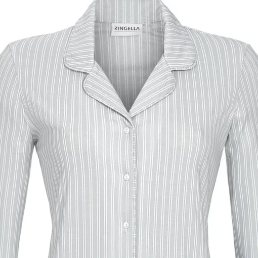 RINGELLA Langarm Nachthemd "Hemdstyle" 2511015 | Light Grey