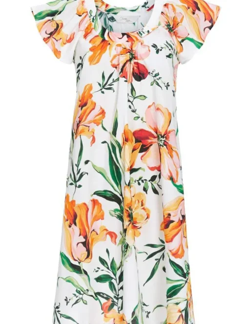 RINGELLA Nachthemd mit Flügelärmeln "Blumenprint" 3276006 | Weiß Orange