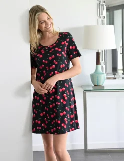 RINGELLA Nachthemd mit Kirschendessin 3261006 | Schwarz Rot